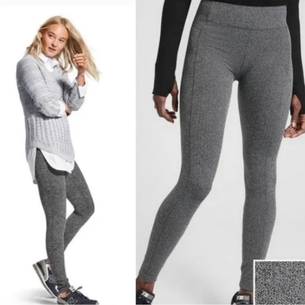 Athleta Herringbone Metro High Waisted Leggings Size Medium M Pockets